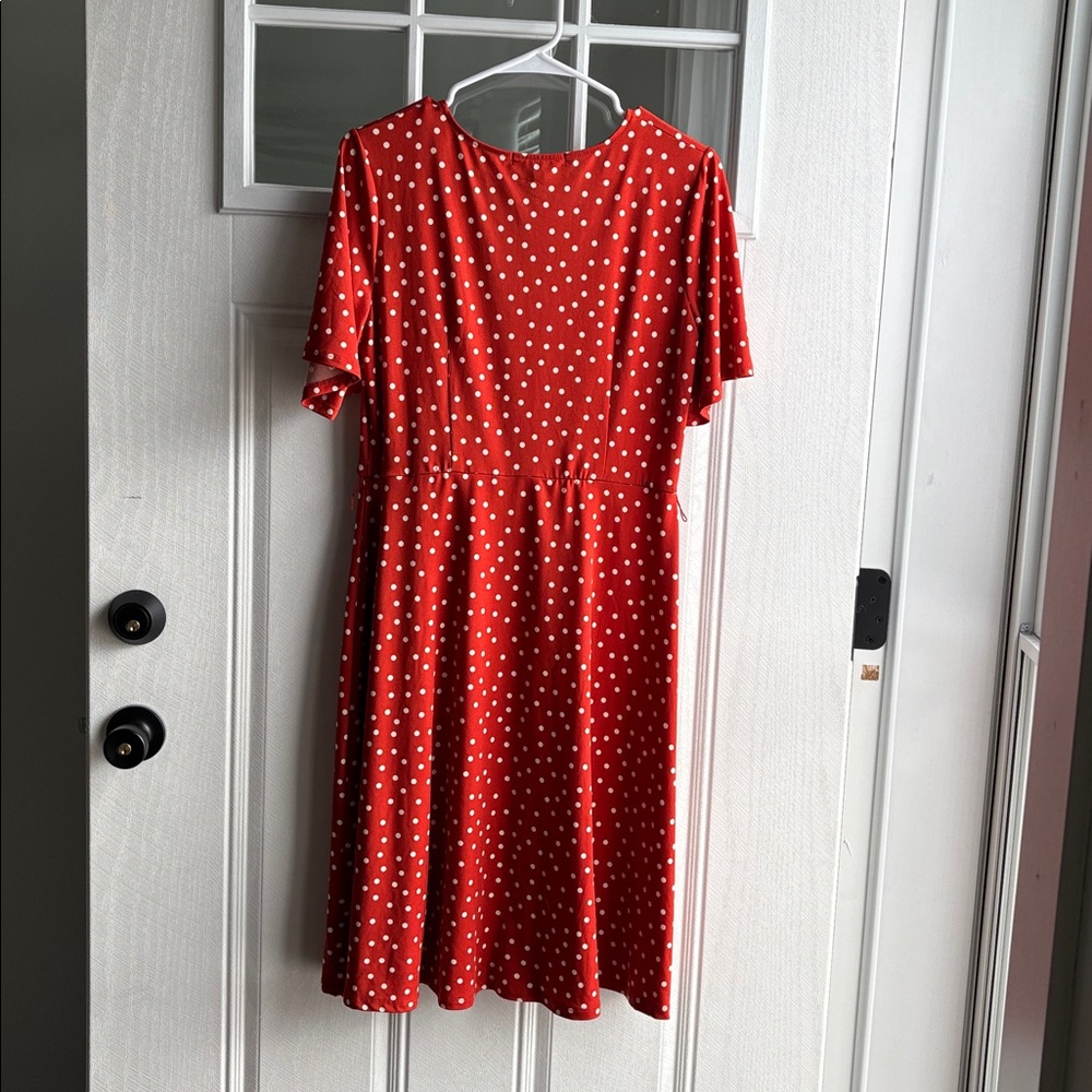 Women’s orange and white polka dot dress - Picture 4 of 4